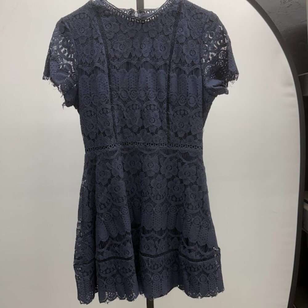 Blu Pepper Navy Blue Lace Mini Dress